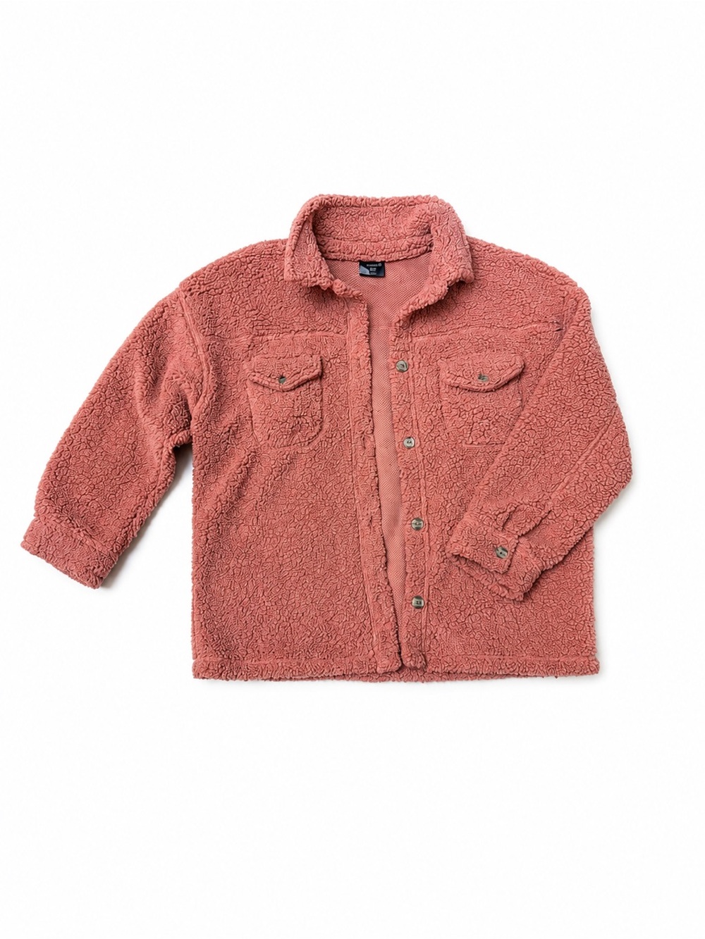 32 Degrees Sherpa Button-Up Jacket in Dusty Rose